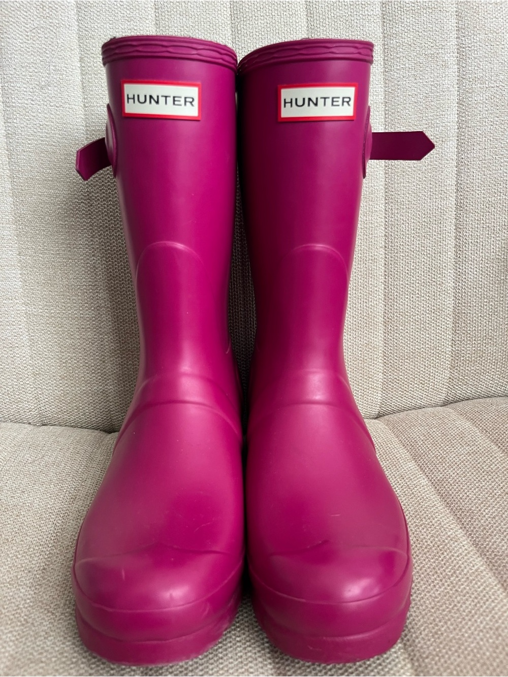 Hunter original tall gloss rain boots raspberry pink rubber waterproof sz 8